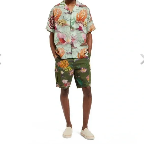 Scotch & Soda Cargo Shorts Green and Orange Tropical